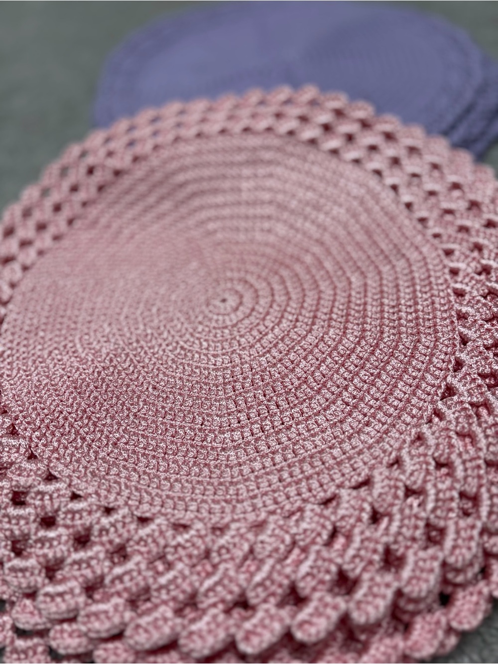 Handmade Crochet Round Placemat set - Pink, White or Lavender made by my mother